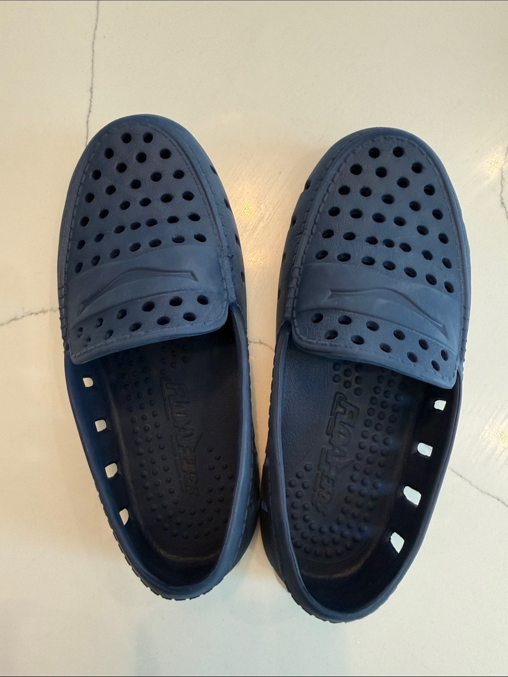 Kids Floafers Navy Perforated Slip-On Loafers